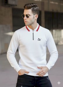 Puma Baskılı Polo Yaka Sweat