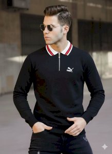 Puma Baskılı Polo Yaka Sweat