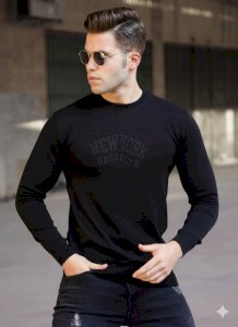 New York Brokly Baskılı Sweat